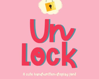 Unlock Font - Cute Display Handschrift, saubere Schriftart, süße Handschrift, digitale Notiz Schriftarten, Goodnotes Schriftart, Handschrift Schriftart, ordentlich Handschrift