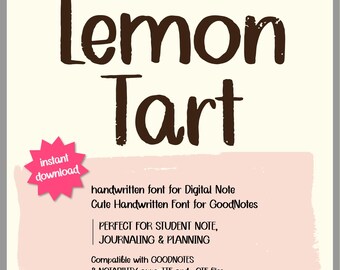 LemonTART Font Handwritten Font for GoodNotes | Study Notes, Digital Planner & Journaling | TTF OTF