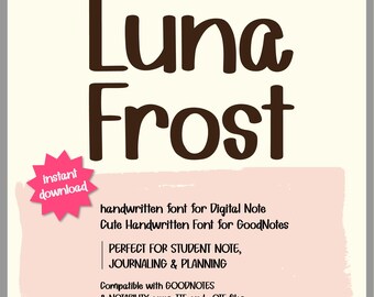 LunaFrost Font  Handwritten Font for GoodNotes | Study Notes, Digital Planner & Journaling | TTF OTF
