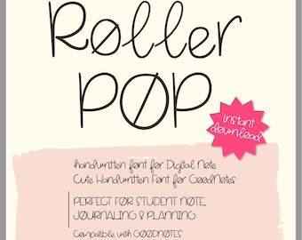 Roller POP Handwritten Font for GoodNotes | Digital Notebook, Student Notes, Journaling Planner | TTF OTF