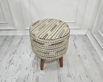 Round pouf stool, Bedroom pouf, Footstool ottoman, Tufted stool, Piano chair, Moroccan pouf, Footrest bench, Make up stool
