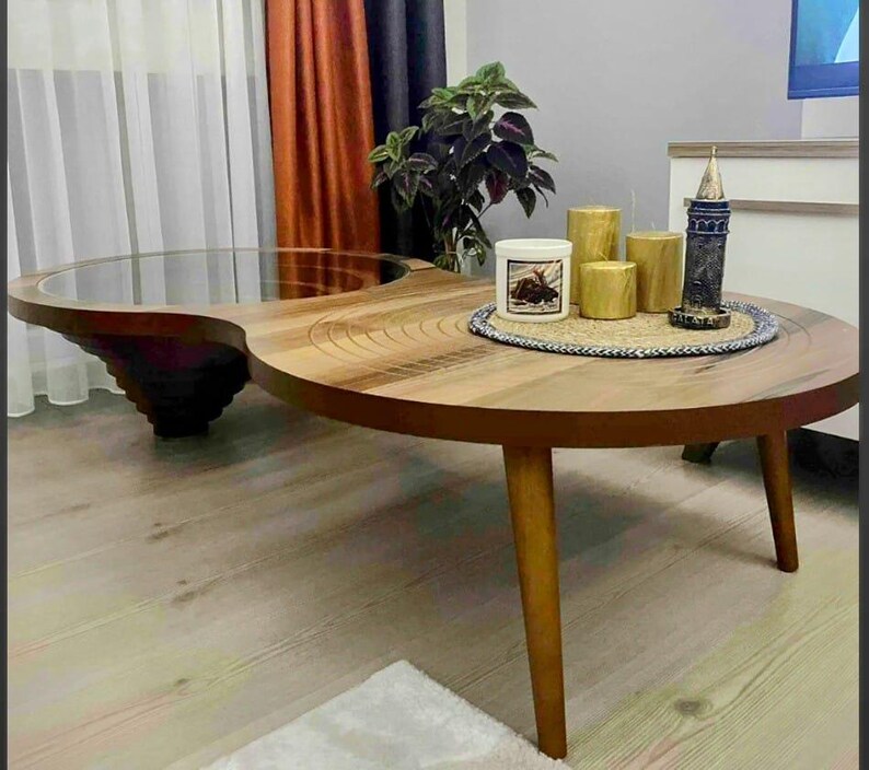 Mid-century Modern Walnut Coffee Table With Tempered Glass - Etsy