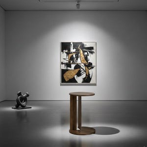 Moderne ronde bijzettafel – massief houten accenttafel, minimalistisch design afbeelding 2