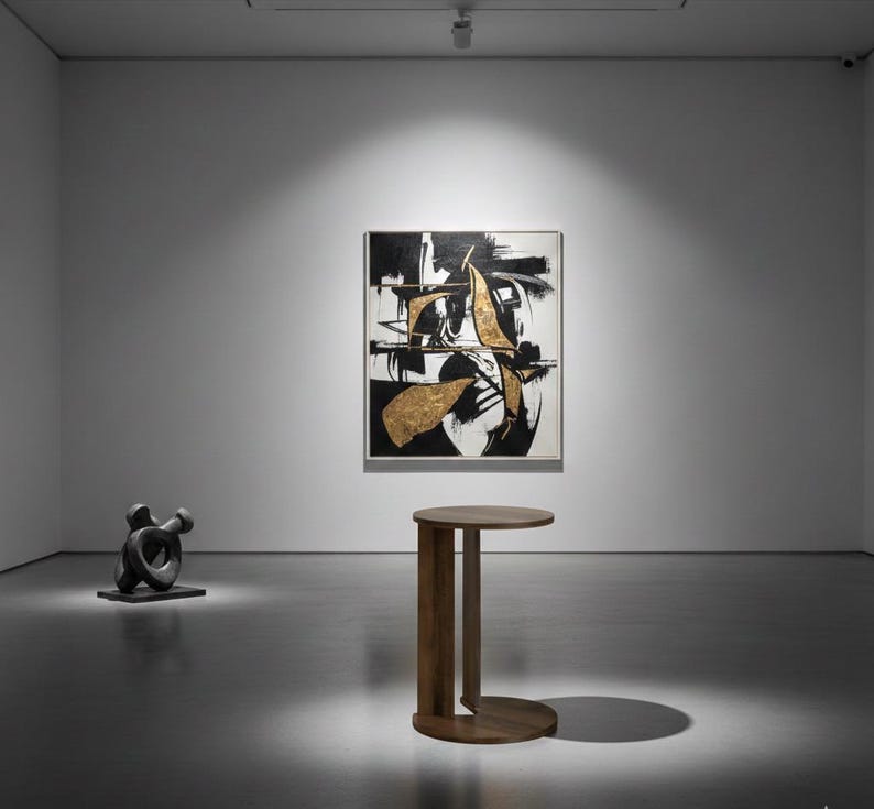 Moderne ronde bijzettafel – massief houten accenttafel, minimalistisch design afbeelding 2