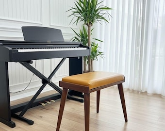 Handmade Chestnut Wood Piano Bench: Modern Entryway Bench