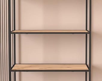 Arch Metal and Wood Bookshelf – 4-Tier Industrial Display Shelf