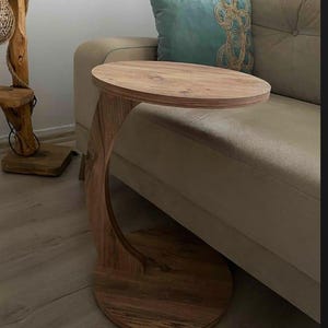 Rolling C Side Table: Atlantic Pine Mobile Laptop Desk