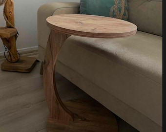 Rolling C Side Table: Atlantic Pine Mobile Laptop Desk