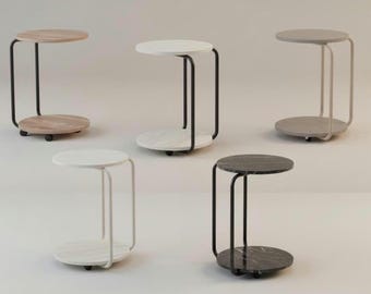 Rolling C-Shaped Side Table – Modern Sofa & Bedside Table