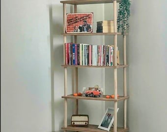 5-Tier Wooden Bookshelf: Natural Freestanding Shelf, Tool-Free Assembly