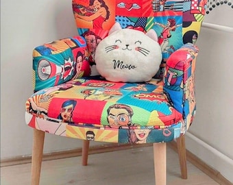 Modern Armchair: Iron Digital Print Accent Chair