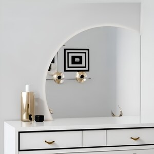 Luxury Semi-Circular Radius LED Mirror, Decorative Design Mirror with Integrated LED Lighting for Bathroom and Sink, Mother's Day Gift