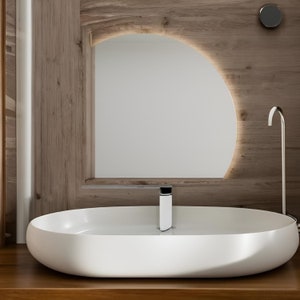 Luxury Semi-Circular Radius LED Mirror, Decorative Design Mirror with Integrated LED Lighting for Bathroom and Sink, Mother's Day Gift