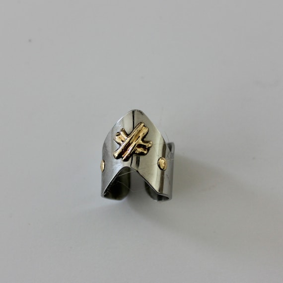 1990s vintage gold and silver ring - image 1