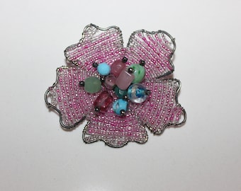 Broche florale faite main vintage des années 30