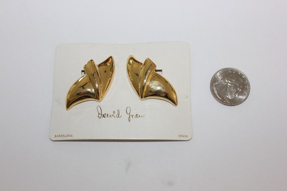 vintage David Grau gold tone clip on earrings - image 3