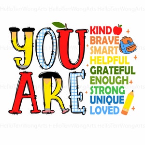You Are Kind PNG, Back To School Png, Back To School Sublimation, Teacher Png, Teacher Appreciation, Retro Teacher PNG, School Doodles Png