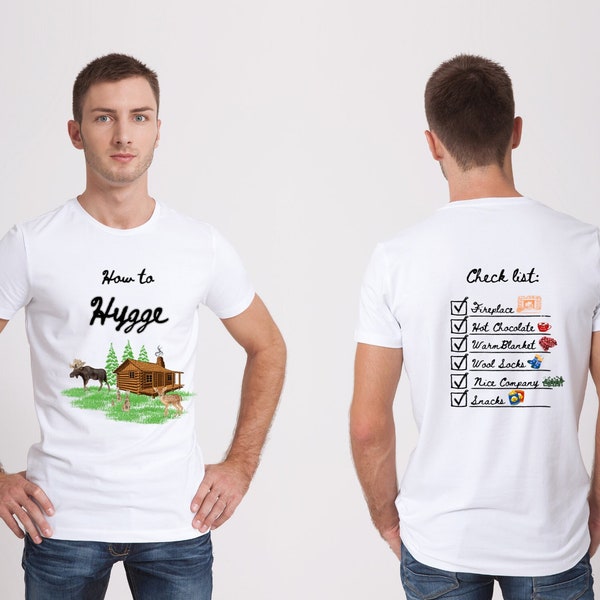 How to Hygge T-Shirt, Unisex Hygge T-skjorte, Hygge Checklist Shirt, Scandinavia Shirt, Hygge Definisjon T-Skjorte, Norway T-shirt