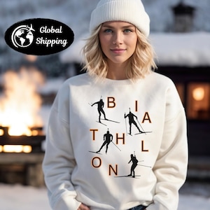 Biathlon Sports Sweatshirt Cross Country Skis, Gift for Biathletes, Winter Sports Sweater, Athlete Apparel Sweatshirt, Kul Skiskyting Genser