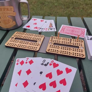 Travel Cribbage Board, Laser Cut Folding Game with Leatherette Cover & 15 Design Choices, Portable Peg Board for Camping, RV, and Game Night