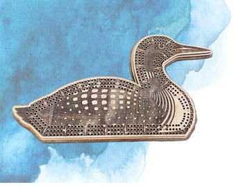 Loon Cribbage Board, Unique Cribbage, Lake House Decor, Bird Lover, Cabin Game Night, Wildlife Art