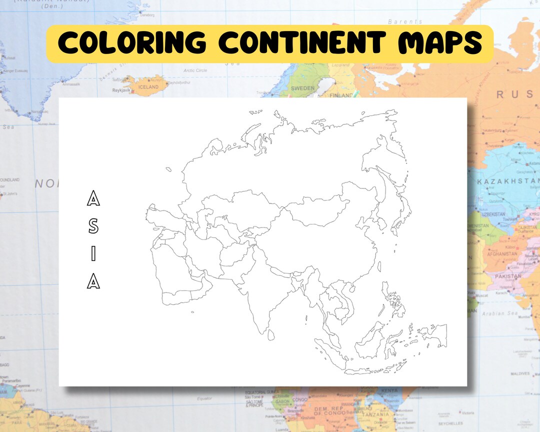 Continent Maps Coloring Pages – Kids' Educational Activity (digital ...