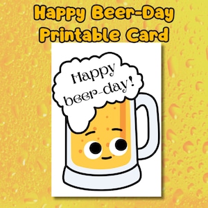Tarjeta imprimible de cerveza de cumpleaños divertida, Saludos por otro año, Feliz día de la cerveza, Deseos de cumpleaños, Regalo para amantes de la cerveza