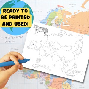 Kids Map Color Continent Maps Coloring Pages – Kids' Educational Activity (digital ...