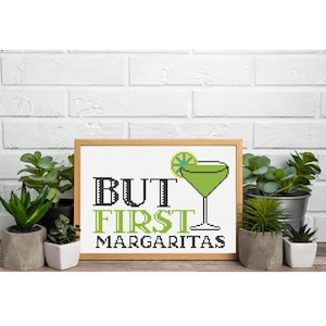 But First Margaritas Cross Stitch Pattern: Digital Download, PDF
