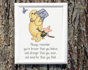 Classic Winnie-the-Pooh Cross Stitch Pattern: Braver Than You Believe (PDF Pattern)