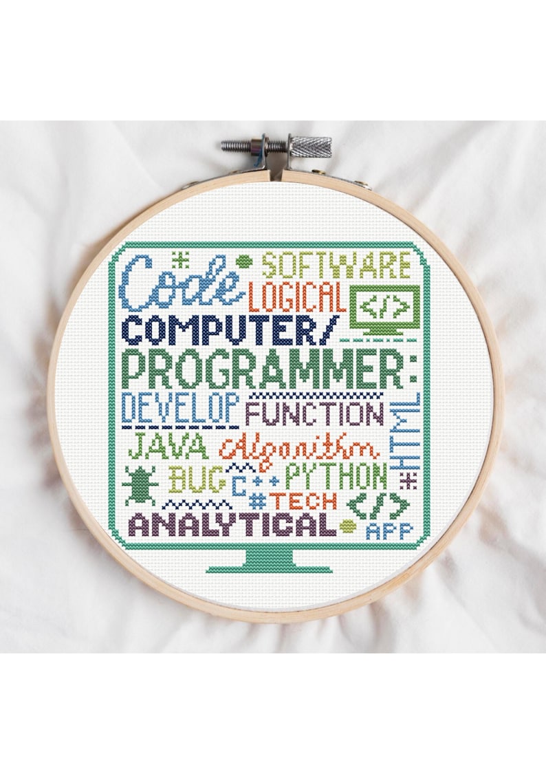 Korsstygnsmönster för datorprogrammerare: Programvaruingenjör, apputvecklare (digital nedladdning, PDF) bild 1