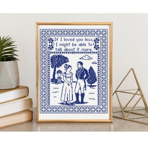Jane Austen Emma Cross Stitch Pattern: Monochrome Quote Sampler (Digital Download)