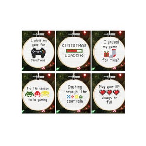 Adornos de videojuego para punto de cruz: Juego pequeño de Navidad (Descarga digital, PDF)