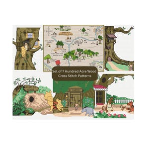 Classic Winnie-the-Pooh Set of 7 Houses Cross Stitch Pattern: Digital Download, PDF
