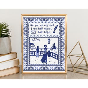 Jane Austen Persuasion Cross Stitch Pattern: Monochrome Sampler (Digital Download, PDF)