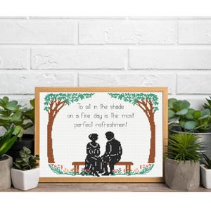 Mansfield Park Cross Stitch Pattern, Sit in the Shade Quote (Digital Download, PDF)