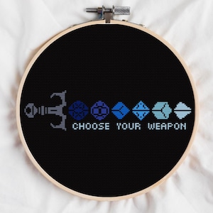 Välj ditt vapen, tärningssvärd, korsstygnsmönster: DnD (digital nedladdning, PDF)