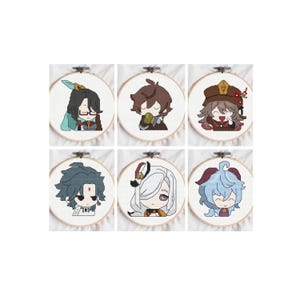 Liyue Characters Cross Stitch Patterns: Set of 6, Genshin Impact (Digital Download, PDF)