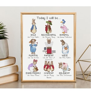Beatrix Potter Korsstygnsmönster "Idag ska jag": Sampler (digital nedladdning, kompatibel med Pattern Keeper, PDF)
