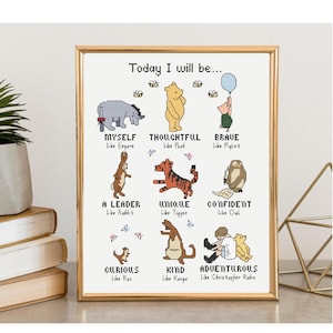 Classic Winnie-the-Pooh Cross Stitch Pattern: Today I Will (Digital Download, PDF)