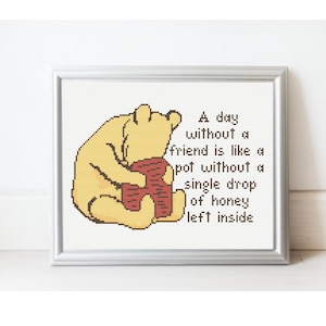 Schema classico per punto croce di Winnie the Pooh: frase di un amico (download digitale, PDF)