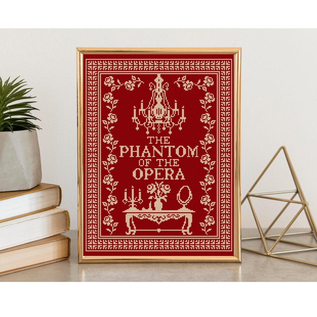 Phantom of the Opera Digital Cross Stitch Pattern Monochrome Sampler ...