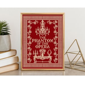 Patrón digital de punto de cruz de El Fantasma de la Ópera, muestrario monocromático, libro de cuentos góticos
