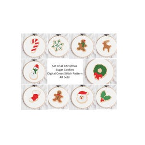 Christmas Sugar Cookies Cross Stitch Pattern: Ornaments Set of 41 (Digital Download, PDF)