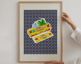 Moroccan Retro Wall Art, Morocco Flio Gum Poster, Vintage Arab Print for Kitchen Decor