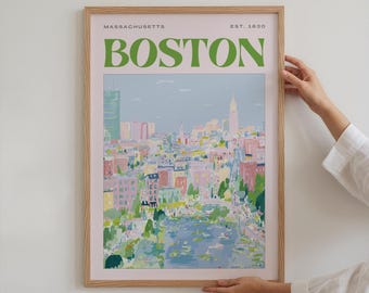 Boston Wall Art, Digital Download Print, Trendy Travel Poster for Bedroom Decor