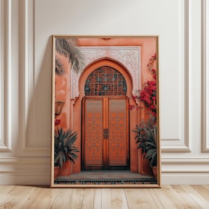 Décoration murale marocaine, impression en terre cuite de porte de riad, affiche de voyage pour décoration bohème