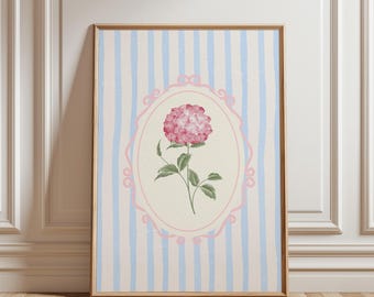 Hydrangea Print, Vintage Flower Wall Art, Grandmillennial Decor for Bedroom, Gallery Wall or Gift for Her
