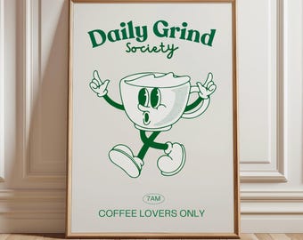 Retro koffiekunst aan de muur, baristaprint als cadeau, keuken, poster voor espressoliefhebbers