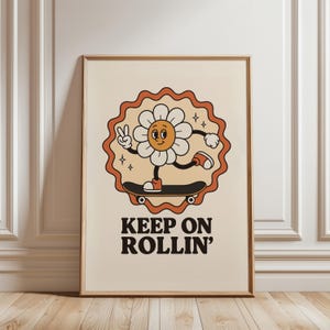 Skateboard Wall Art, Retro Skater Poster, Groovy Print for Dorm, Teen Room, or Game Room Decor